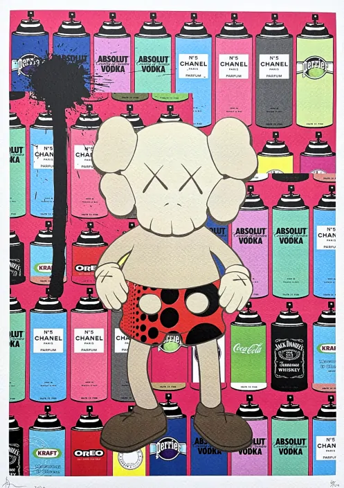 Death NYC - Kaws a Spray - limitovaná edice s certifikátem, 32x45cm
