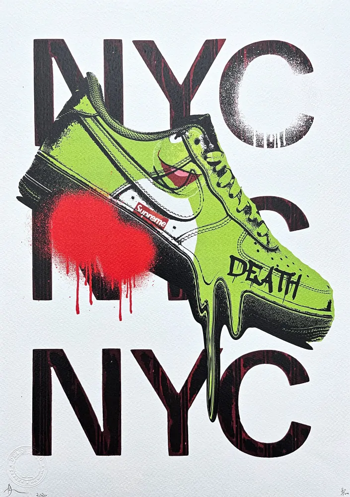 Death NYC - Sneakers Nike a NYC - limitovaná edice s certifikátem, 32x45cm