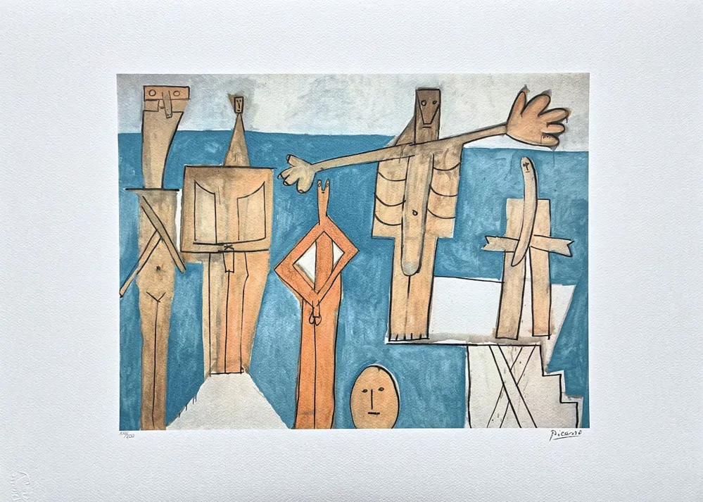 Pablo Picasso - Swimmers At The Beach At Garoupe 100/200 - signováno, s certifikátem, 70x50 cm