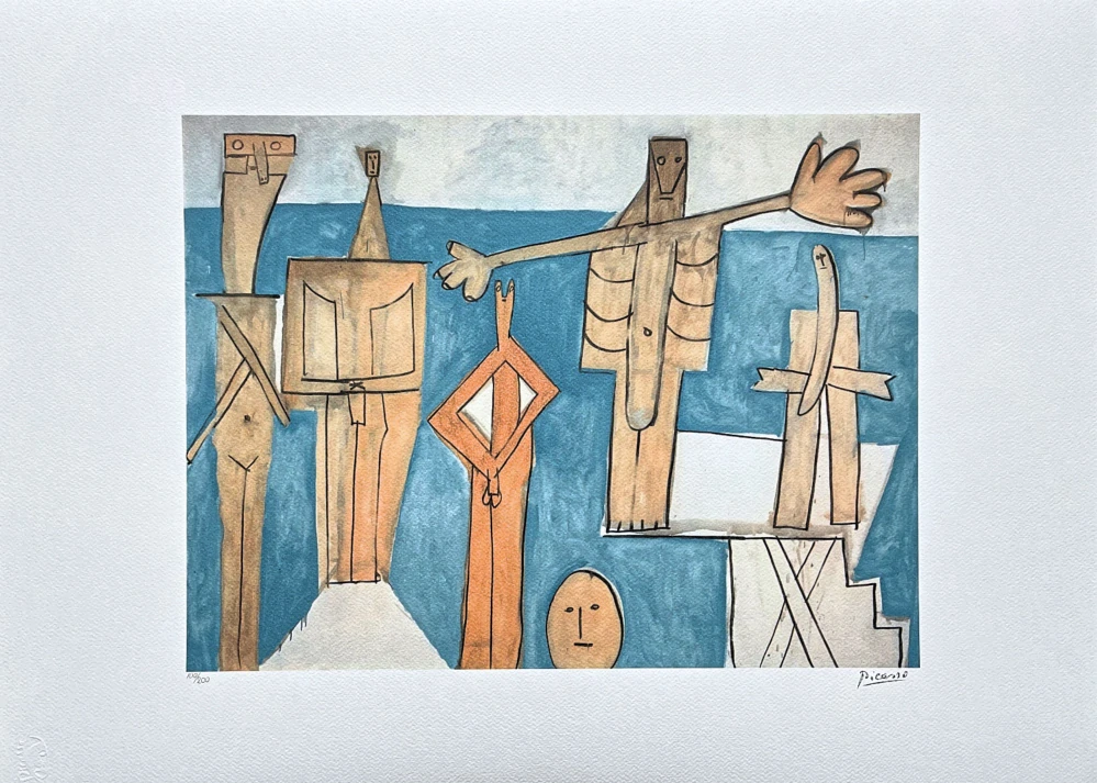Pablo Picasso - Swimmers At The Beach At Garoupe 100/200 - signováno, s certifikátem, 70x50 cm