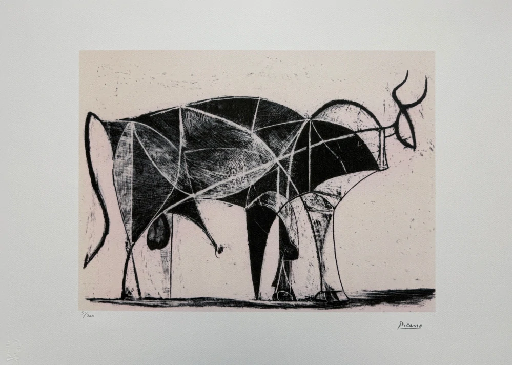 Pablo Picasso - Bull 51/200 - signováno, s certifikátem, 70x50 cm