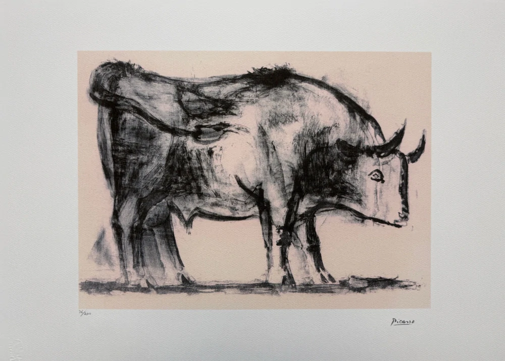Pablo Picasso - The bull. State I 36/200 - signováno, s certifikátem, 70x50 cm