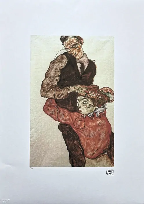 Egon Schiele - Lovers x/200 - limitovaná edice, s certifikátem, 50x70 cm
