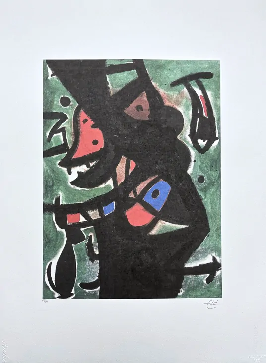 Joan Miró - Untitled black abstraction 63/150 - limitovaná edice s certifikátem, signováno, 56x76cm