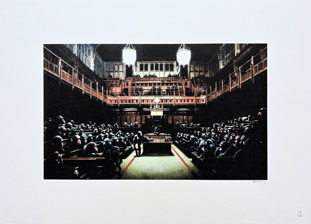 Banksy - Devolved Parliament 139/150 - číslovaná edice s certifikátem, 70x50cm