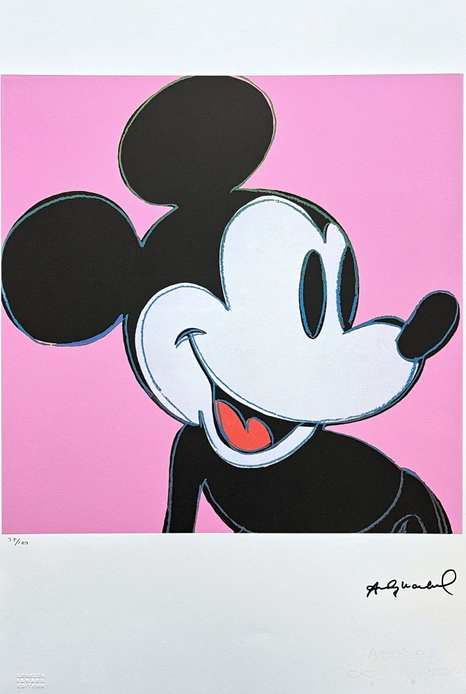Andy Warhol - Mickey Mouse růžový x/100 - edice Leo Castelli s certifikátem