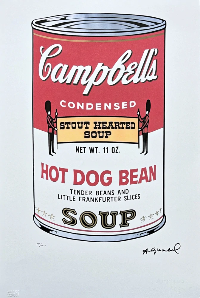 Andy Warhol - Campbell's Soup Hot Dog Bean II 17/100 - edice Leo Castelli s certifikátem