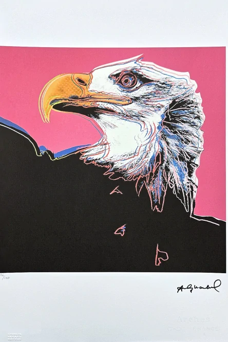 Andy Warhol - Bald Eagle sytě růžový 76/100 edice Leo Castelli s certifikátem