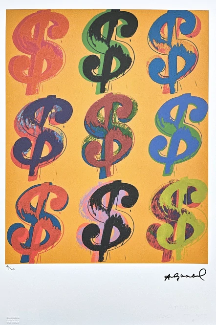 Andy Warhol - 9x Dollar Sign 41/100 - edice Leo Castelli s certifikátem
