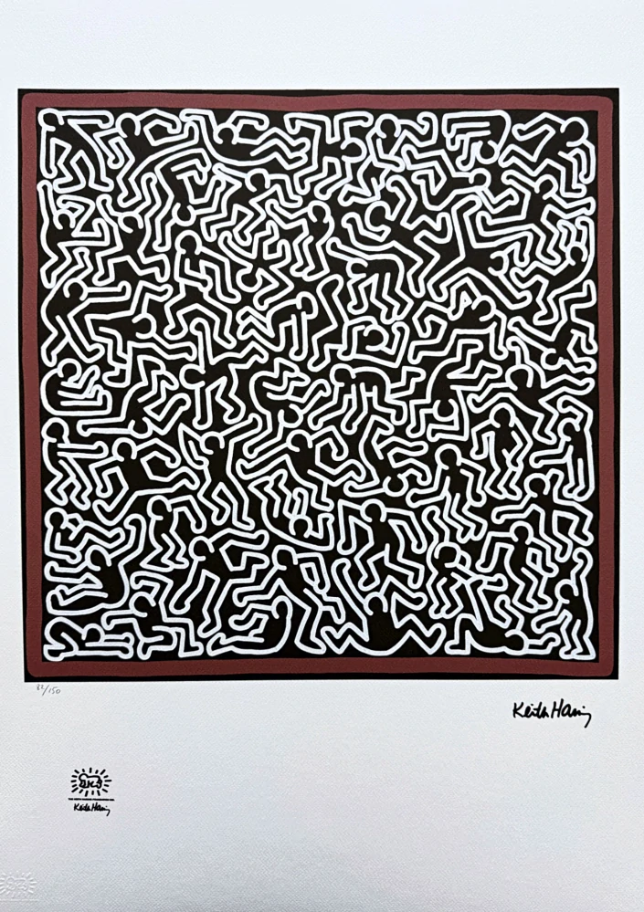 Keith Haring - Black People x/150 - signováno, limitovaná edice s certifikátem, 50x70 cm