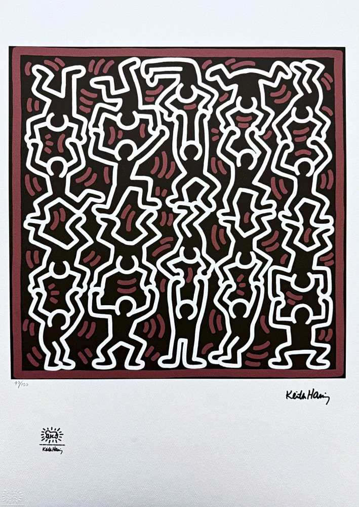 Keith Haring - The Acrobats x/150 - signováno, limitovaná edice s certifikátem, 50x70 cm