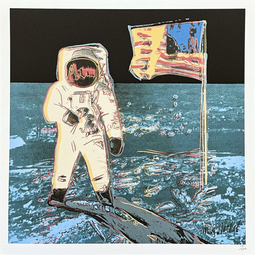 Andy Warhol - Moonwalk světle modrý x/500 - signováno, 50x50cm, limitovaná edice CMOA s certifikátem