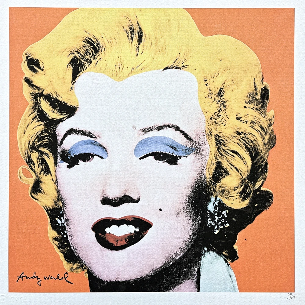 Andy Warhol - Marilyn Monroe oranžová 30/500 - signováno, 50x50cm, limitovaná edice CMOA s certifikátem