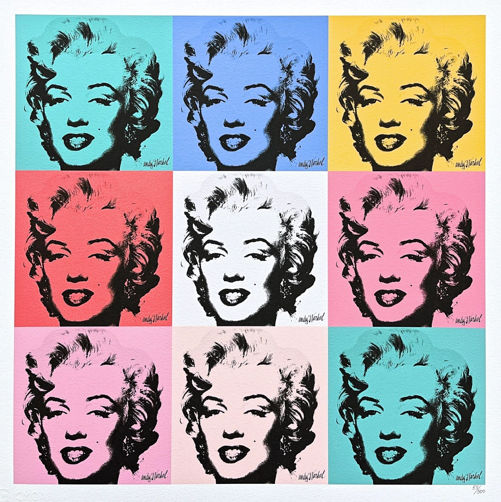 Andy Warhol - 9x Marilyn Monroe 55/500 - signováno, 50x50cm, limitovaná edice CMOA s certifikátem