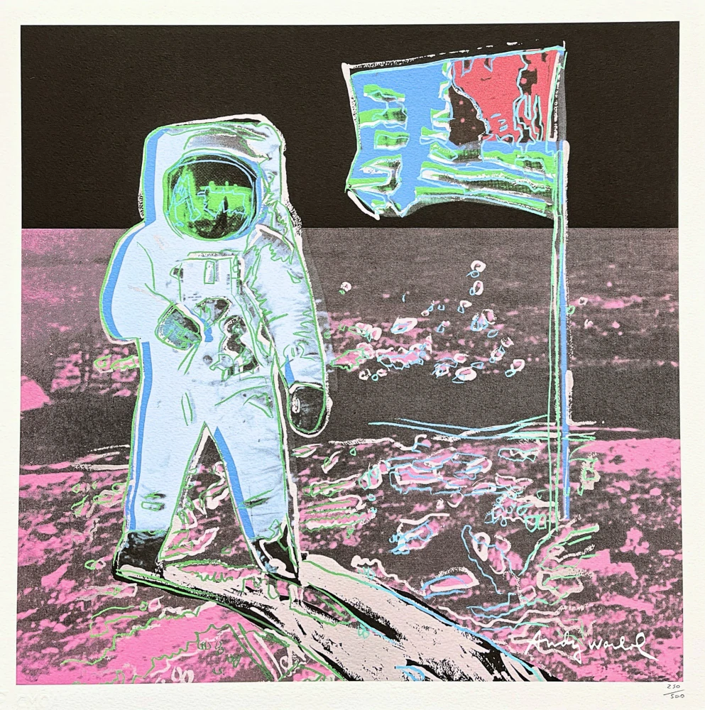 Andy Warhol - Moonwalk sytě růžový x/500 - signováno, 50x50cm, limitovaná edice CMOA s certifikátem
