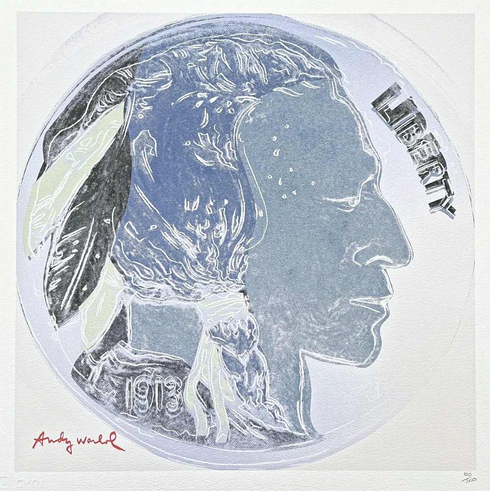 Andy Warhol - Indian Head Nickel x/500 - signováno, 50x50cm, limitovaná edice CMOA s certifikátem