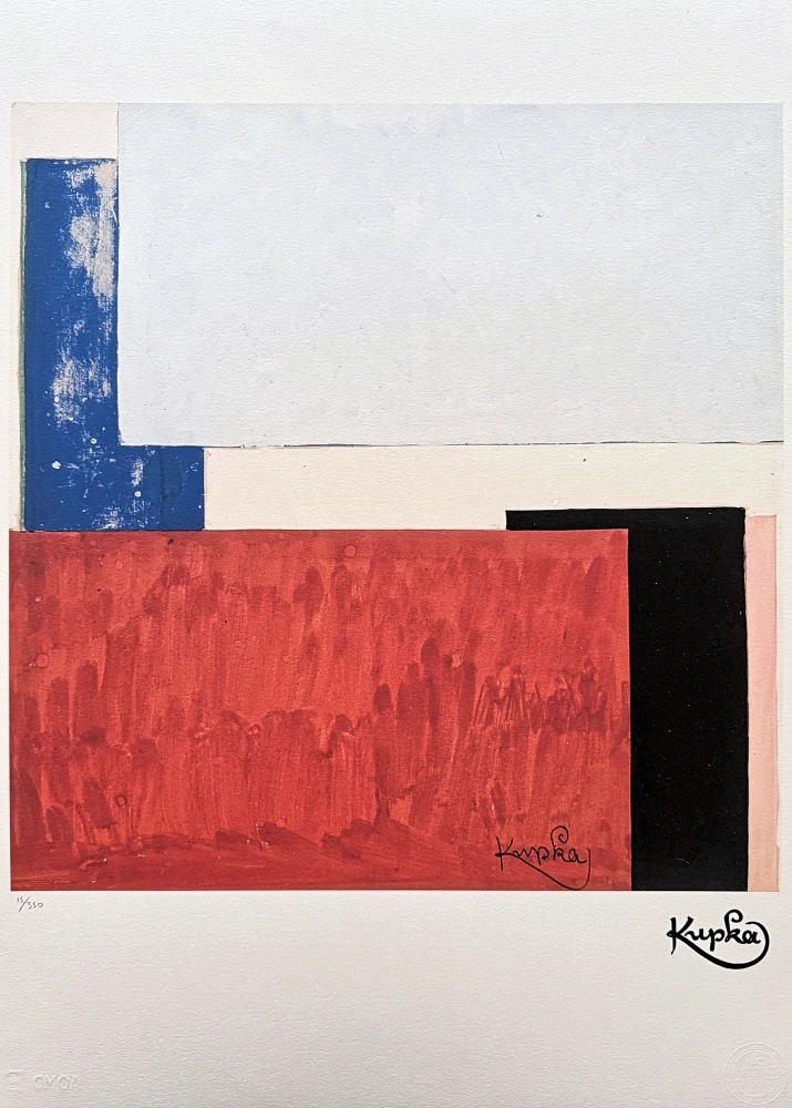 František Kupka - Plány s červenou a modrou 15/350 - limitovaná edice s certifikátem, 50x70cm