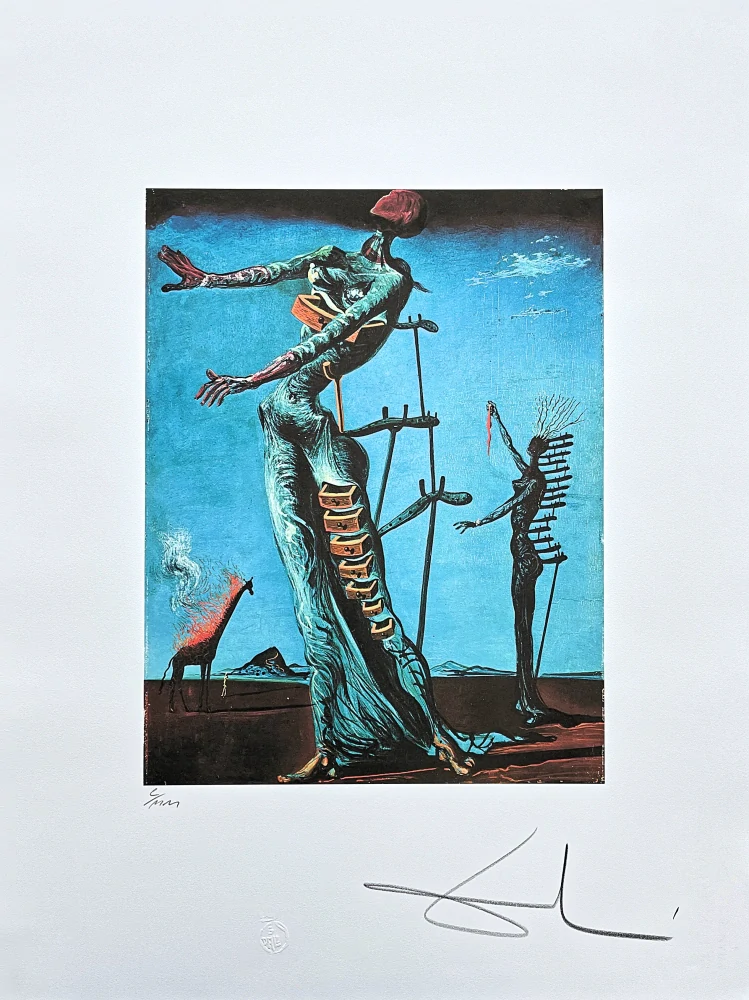 Salvador Dalí - The Burning Giraffe - signováno, limitovaná edice, 50x66cm