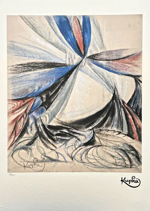 František Kupka - Composition blue and orange 58/350 - limitovaná edice s certifikátem, 50x70cm