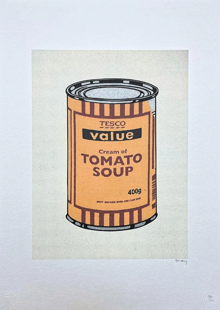 Banksy - Tesco Tomato Soup 54/150 - číslovaná edice s certifikátem, 50x70cm