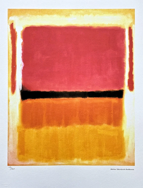 Mark Rothko - Violet, black, orange, yellow on white and red x/200 - signováno, s certifikátem, 50x65 cm