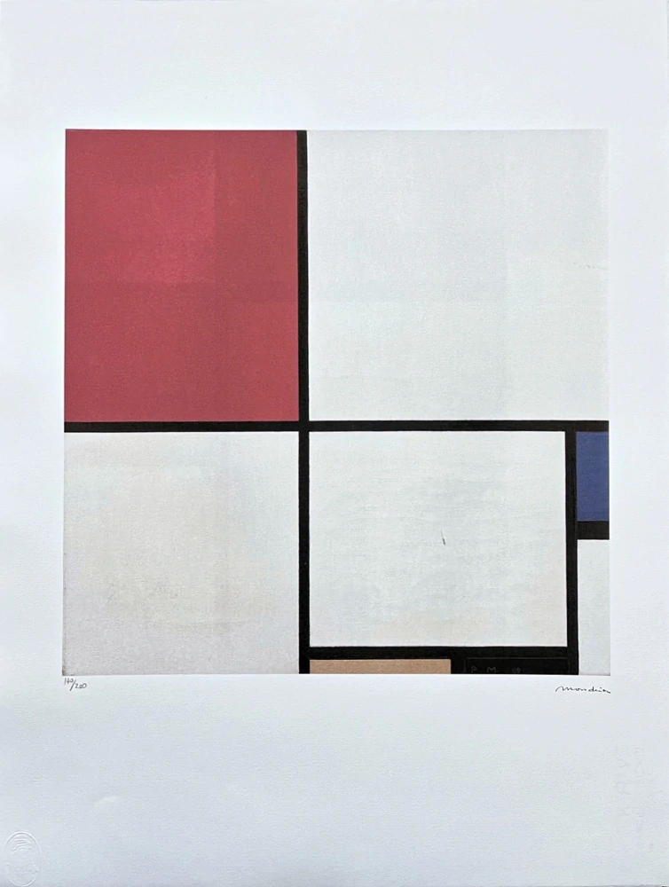 Piet Mondrian - Composition with red blue and yellow 140/200 - signováno, limitovaná edice, 50x66cm