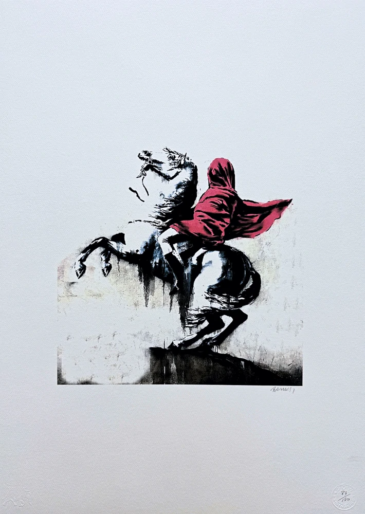 Banksy - Horse rider 83/150 číslovaná edice s certifikátem, 50x70cm