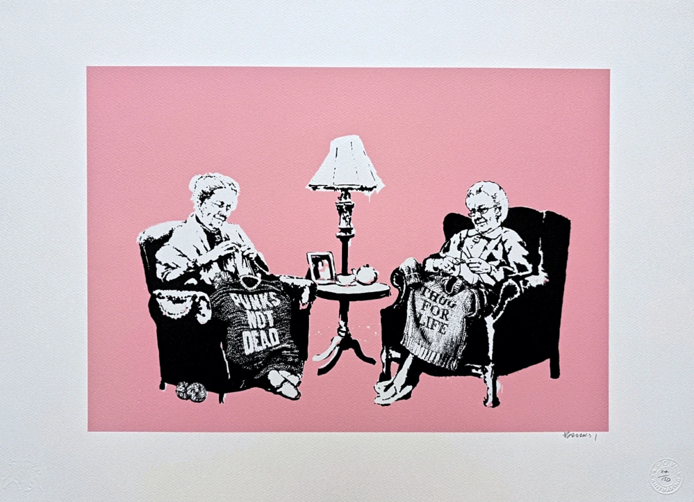 Banksy - Grannies 24/150 - číslovaná edice s certifikátem, 70x50cm