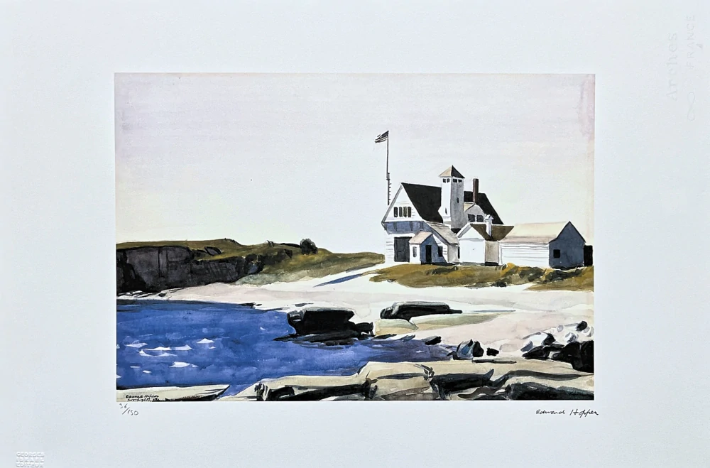 Edward Hopper - Coast guard station maine 36/150 - limitovaná edice, s certifikátem, 57x38 cm