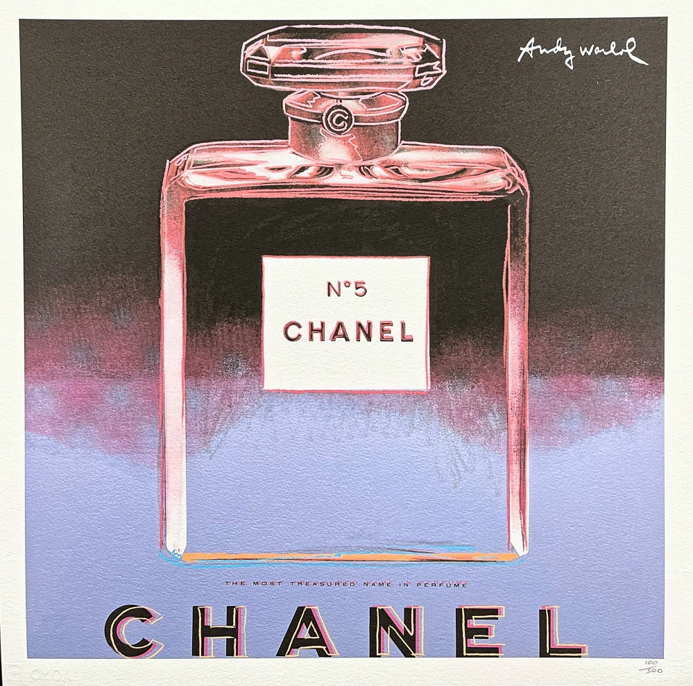 Andy Warhol - Chanel růžovo-modrý 100/500 - signováno, 50x50cm, limitovaná edice CMOA s certifikátem