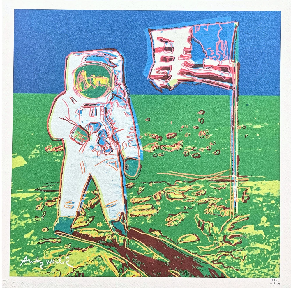 Andy Warhol - Moonwalk - zeleno-modrý x/500 - signováno, 50x50cm, limitovaná edice CMOA s certifikátem