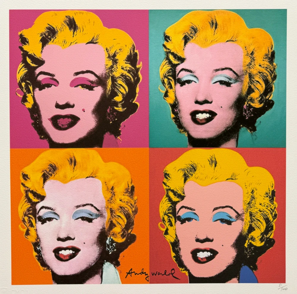 Andy Warhol - 4x barevná Marilyn Monroe 81/500 - signováno, 50x50cm, limitovaná edice CMOA s certifikátem