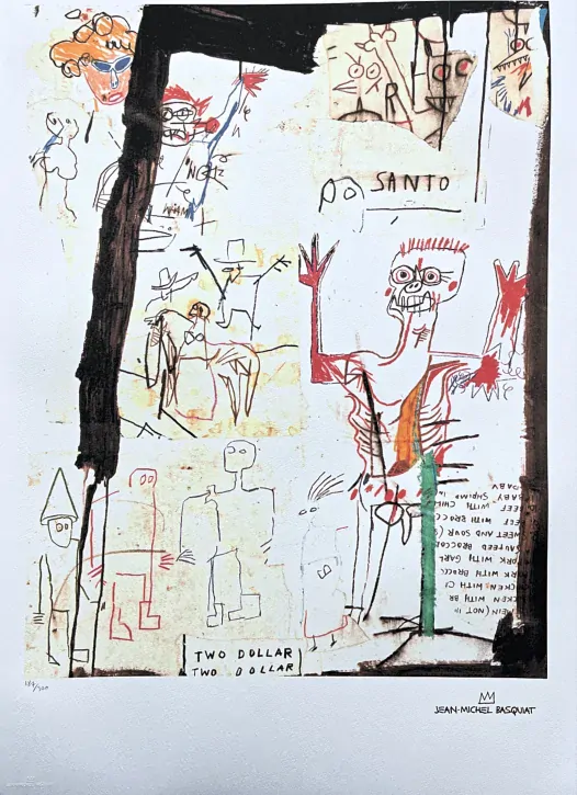 Jean-Michel Basquiat - Santo versus Second Avenue 187/300 - limitovaná edice, signováno, 50x70cm