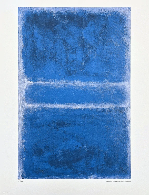 Mark Rothko - Blue stripes x/200 - signováno, s certifikátem, 50x65 cm