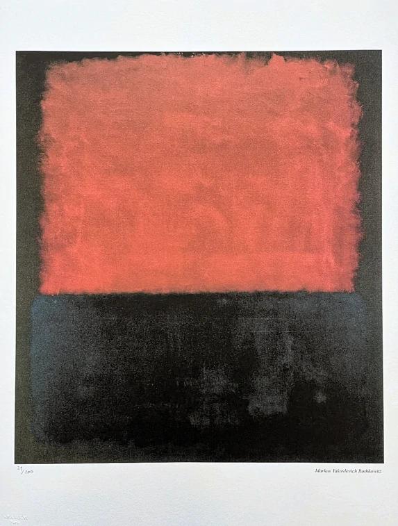 Mark Rothko - Red on black x/200 - signováno, s certifikátem, 50x65 cm