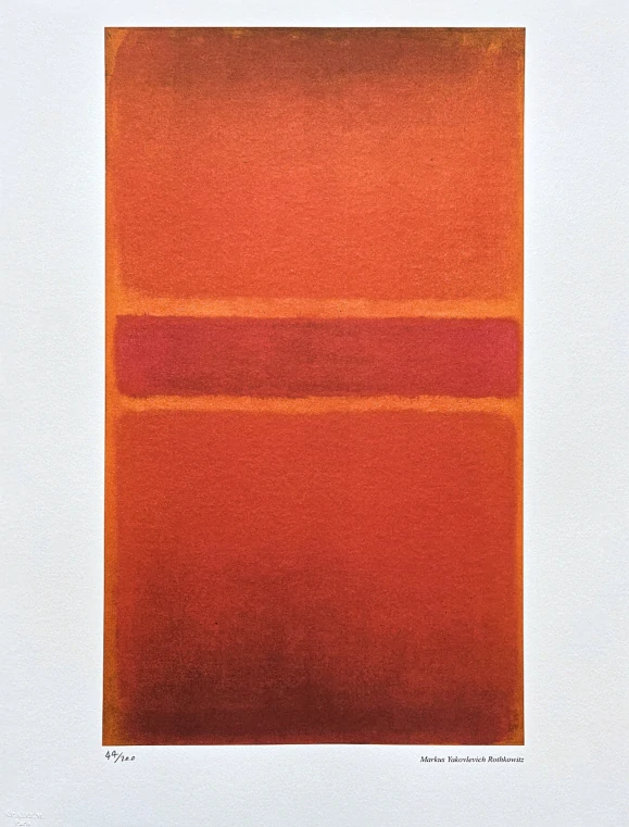 Mark Rothko - Red and two orange stripes x/200 - signováno, s certifikátem, 50x65 cm
