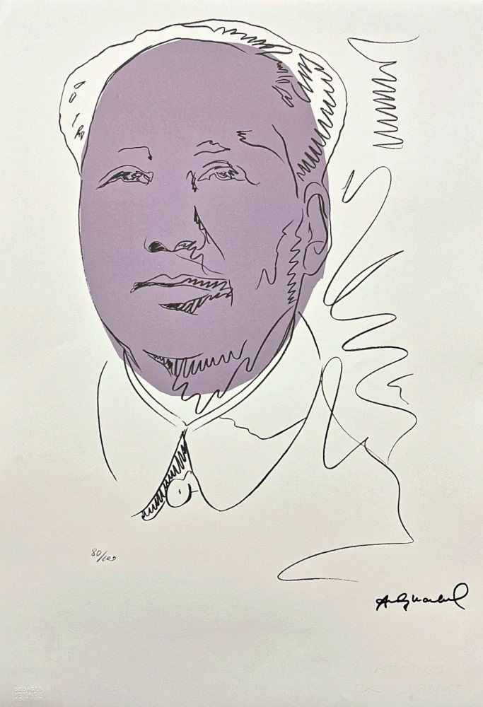 Andy Warhol - Mao Ce-tung kresba bílo-šedý 80/100 - edice Leo Castelli s certifikátem