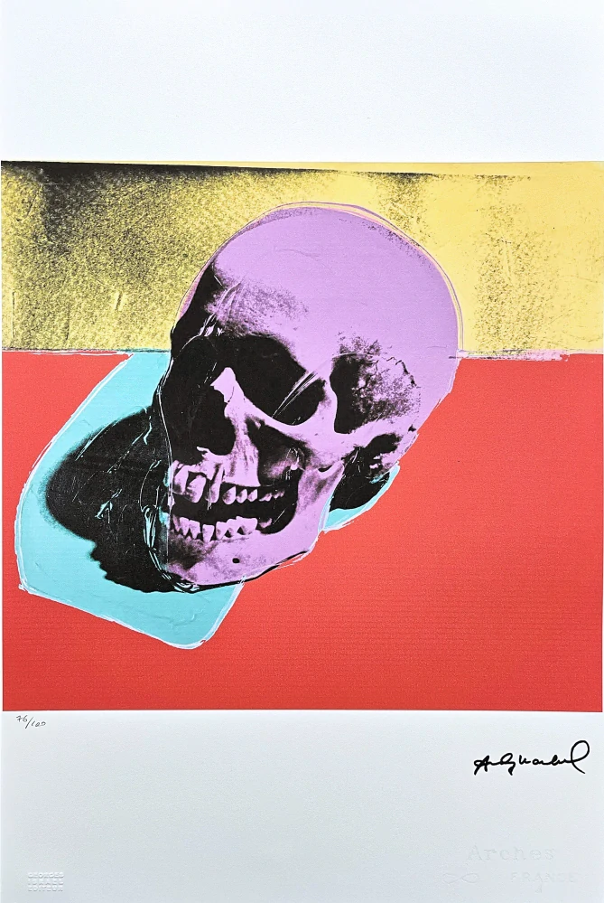 Andy Warhol - Skull na červeném pozadí 76/100 - edice Leo Castelli s certifikátem