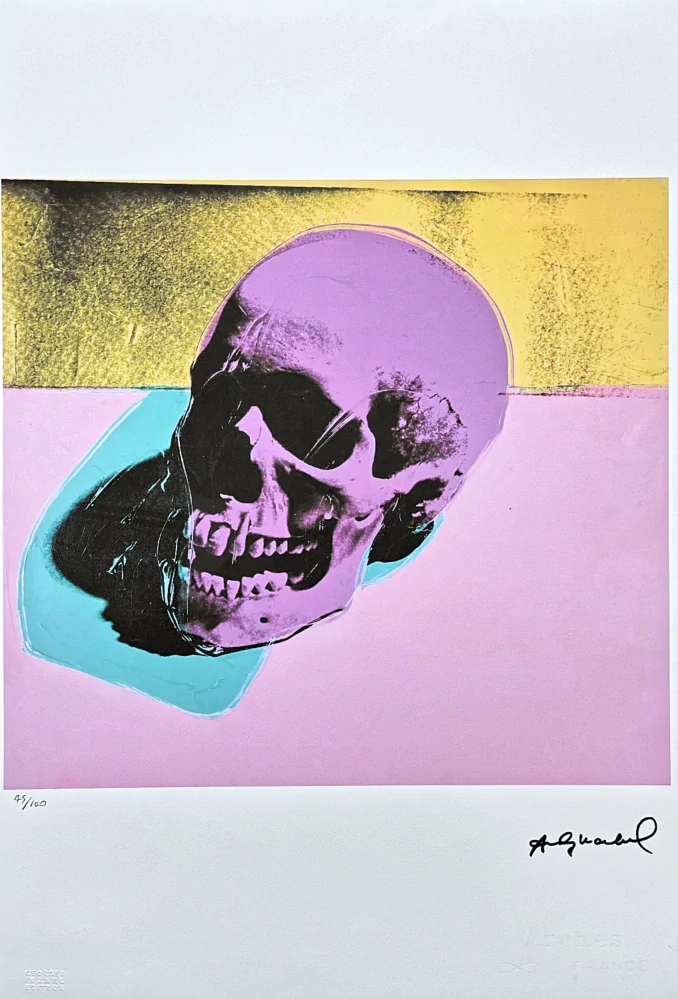 Andy Warhol - Skull na růžovém pozadí 45/100 - edice Leo Castelli s certifikátem