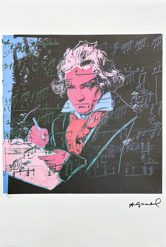 Andy Warhol - Beethoven růžovo-černý 36/100 - edice Leo Castelli s certifikátem