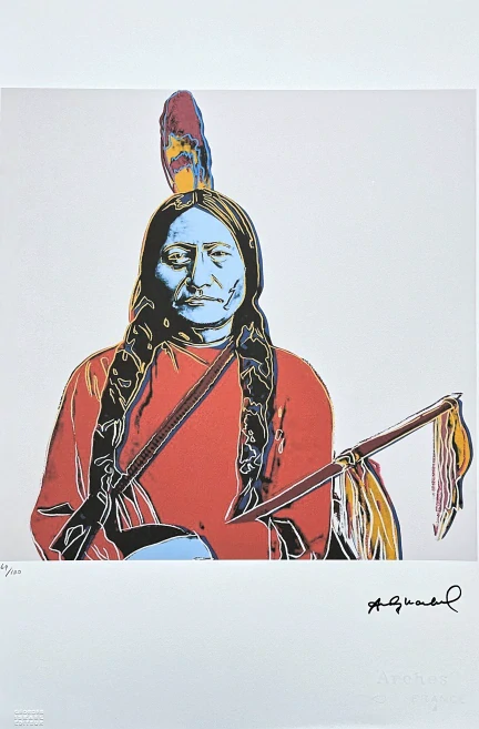 Andy Warhol - Sitting Bull červený x/100 - edice Leo Castelli s certifikátem