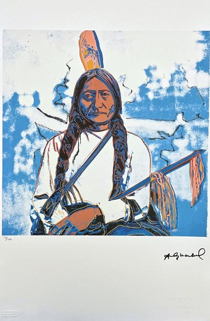 Andy Warhol - Sitting Bull bílo-modrý x/100 - edice Leo Castelli s certifikátem