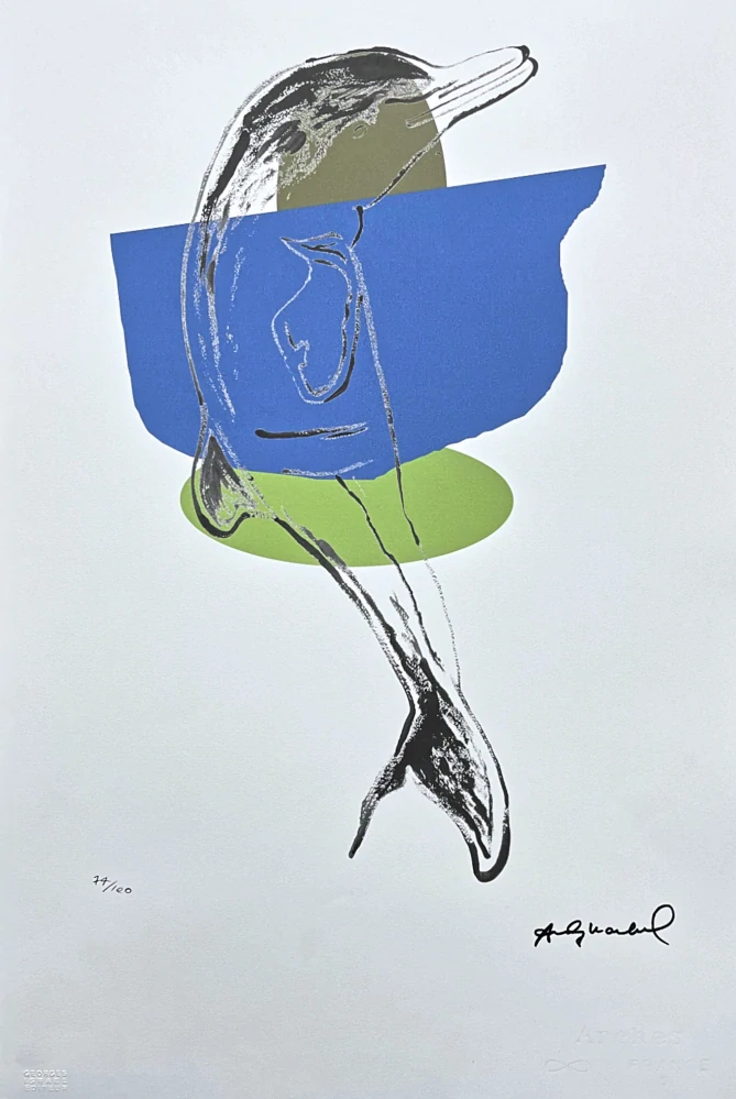 Andy Warhol - Dolphin - modro-zelený 74/100 - edice Leo Castelli s certifikátem
