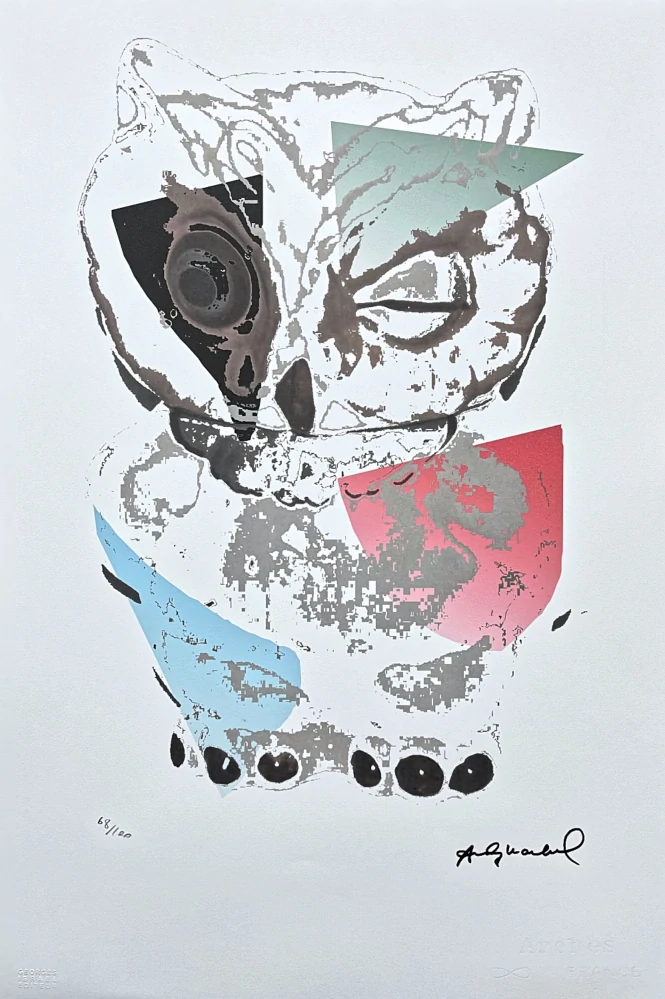 Andy Warhol - Owl - šedo-modrá 68/100 - edice Leo Castelli s certifikátem