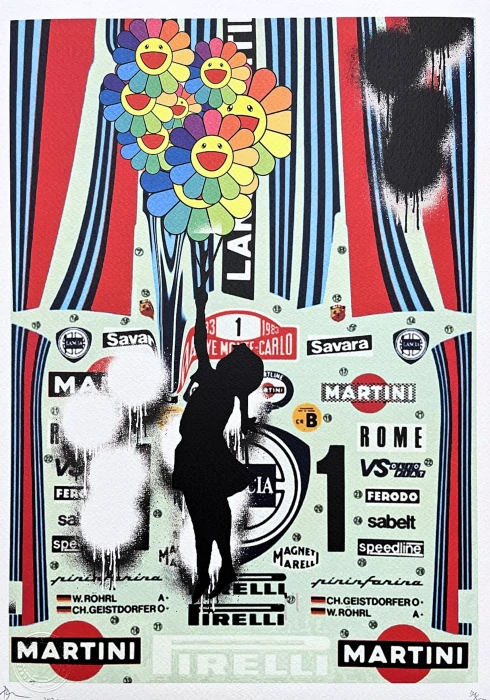 Death NYC - Girl with Murakami balloon a Martini - limitovaná edice s certifikátem, 32x45cm
