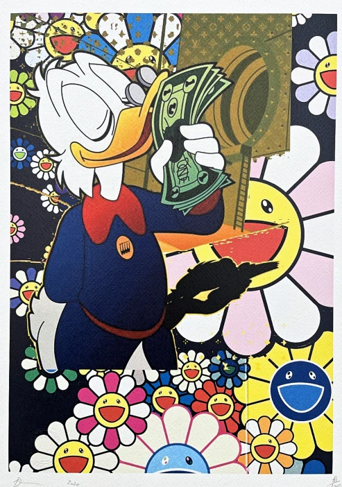 Death NYC - Donald Duck a Murakami - limitovaná edice s certifikátem, 32x45cm