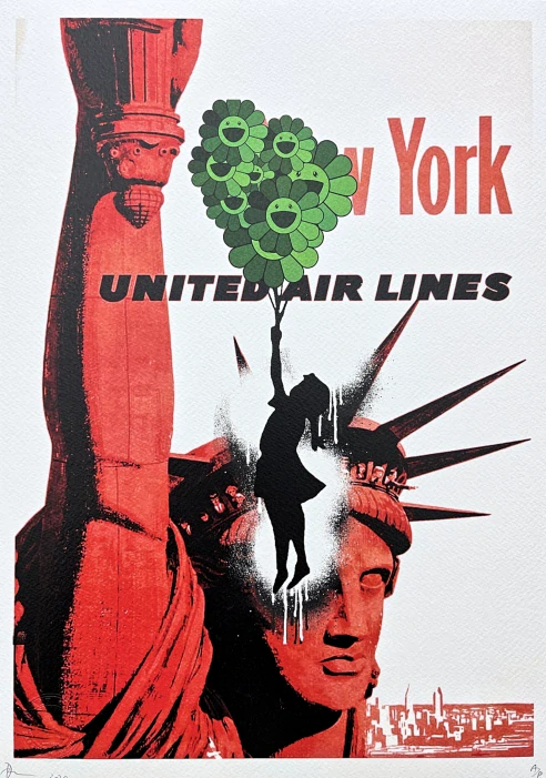 Death NYC - Statue of Liberty a girl with balloon - limitovaná edice s certifikátem, 32x45cm
