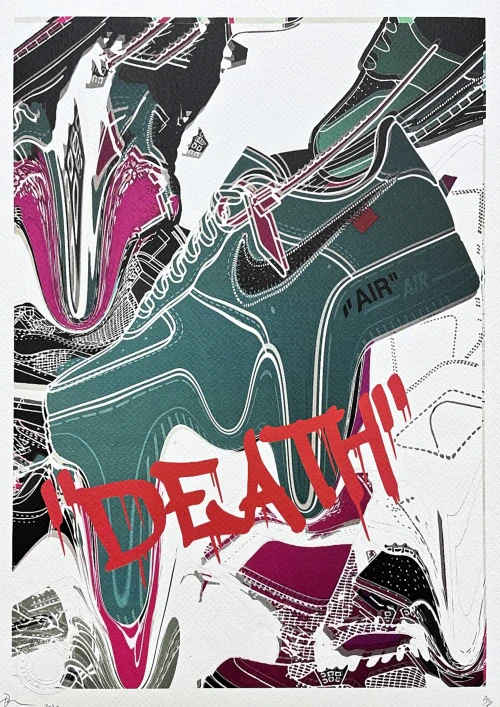 Death NYC - Green Nike - limitovaná edice s certifikátem, 32x45cm