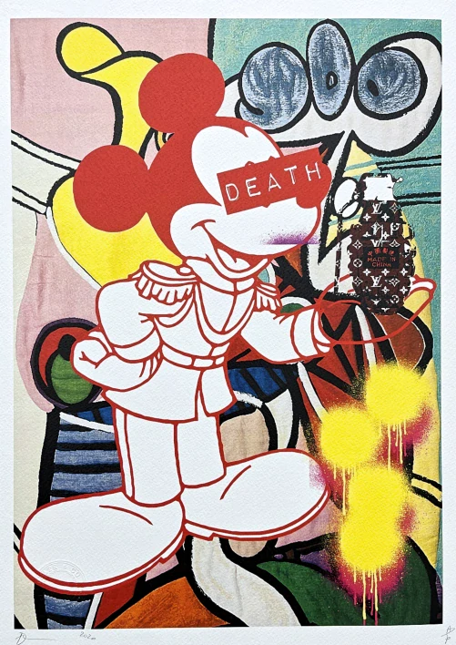 Death NYC - Mickey Mouse a grenade - limitovaná edice s certifikátem, 32x45cm