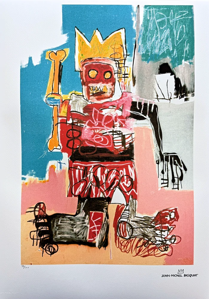 Jean-Michel Basquiat - Yellow Crown King 78/300 - limitovaná edice, signováno, 50x70cm